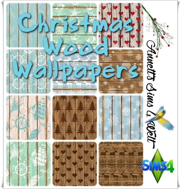 Sims 4 Christmas Wood Wallpapers at Annett’s Sims 4 Welt