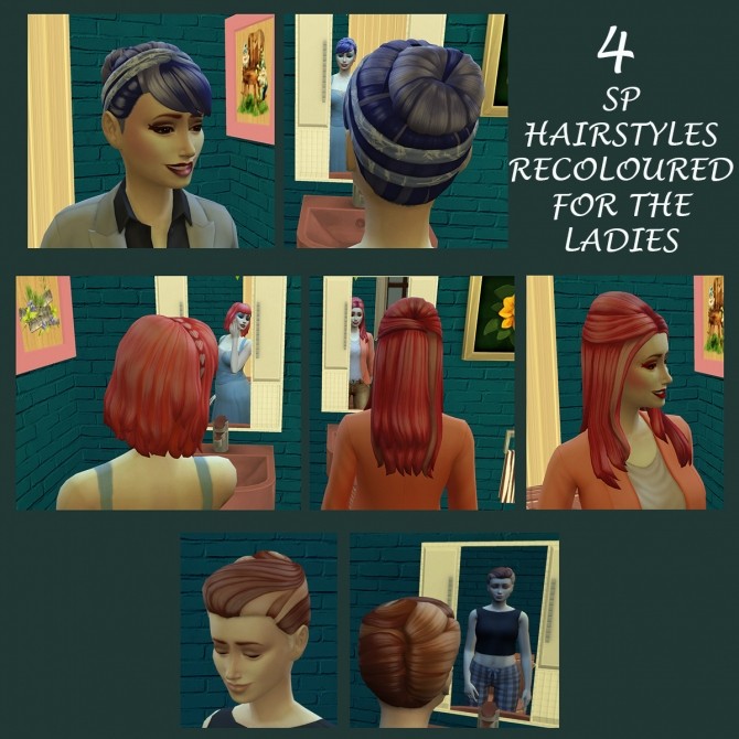 Sims 4 4 Stuff Pack Hairstyles Restuffed With Recolours by Simmiller at Mod The Sims