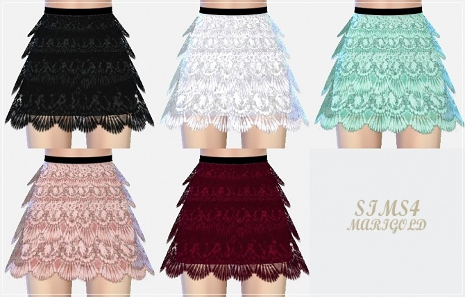 Sims 4 Lace tiered skirt at Marigold