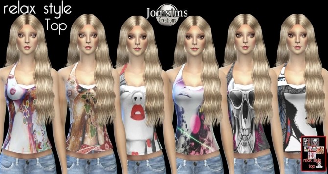 Sims 4 Relax style set: jeans and tops at Jomsims Creations