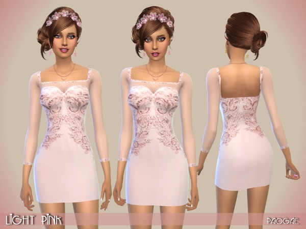 Sims 4 LightPink dress by Paogae at TSR