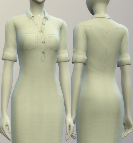 Sims 4 Denim shirt dress (10 colors) at Rusty Nail