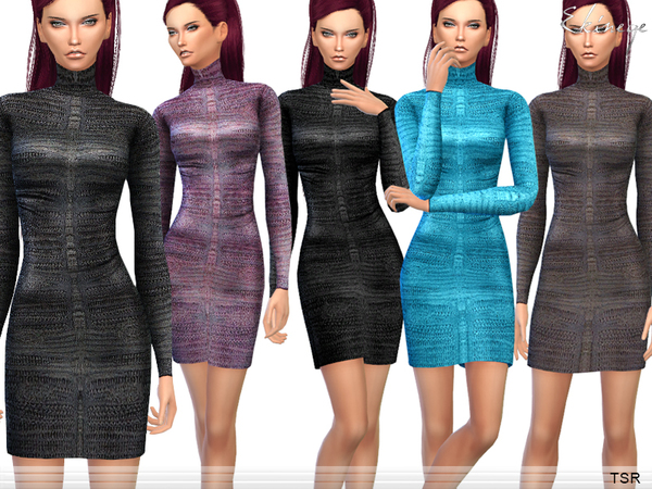 Sims 4 Turtleneck Knit Dress by ekinege at TSR