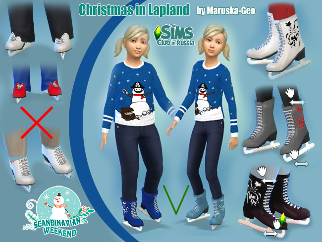 Sims 4 Christmas in Lapland skates and hats at Maruska Geo