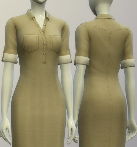 Sims 4 Denim shirt dress (10 colors) at Rusty Nail