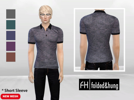 Camo All Over Print Polo by McLayneSims at TSR » Sims 4 Updates