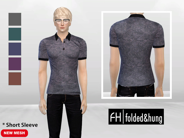Sims 4 Camo All Over Print Polo by McLayneSims at TSR