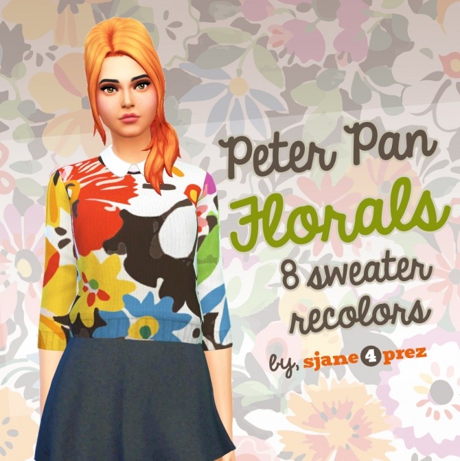Sims 4 Peter Pan Floral sweaters at 4 Prez Sims4