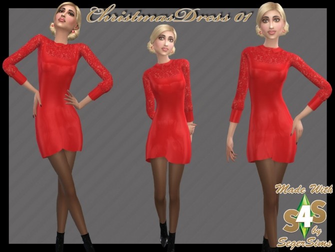 Sims 4 Christmas Dress 01 at Seger Sims