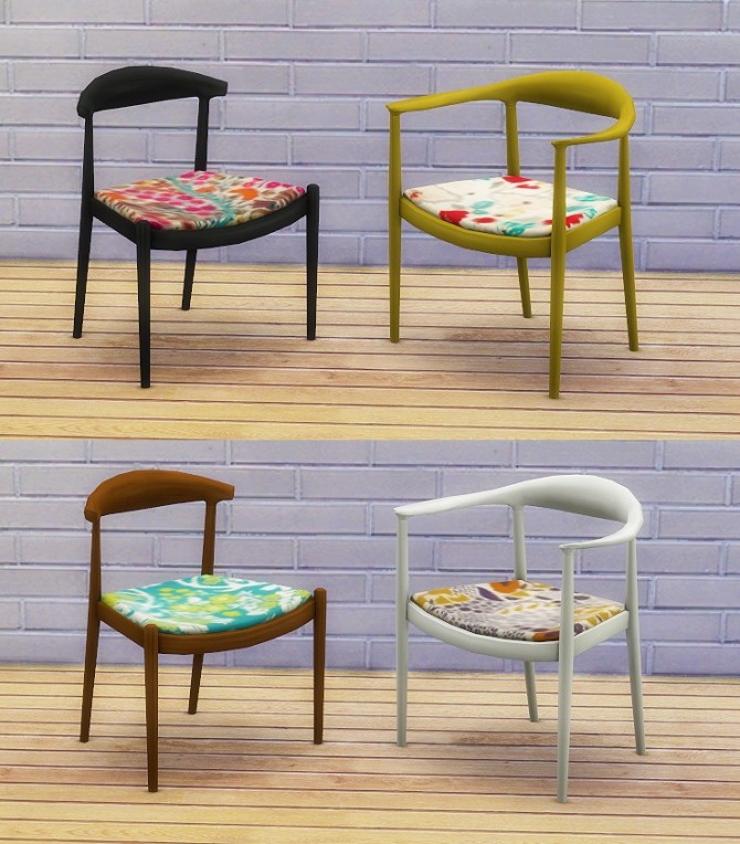 Sims 4 Danish Dining Chairs in Geo Cool + Colorfloral at 4 Prez Sims4