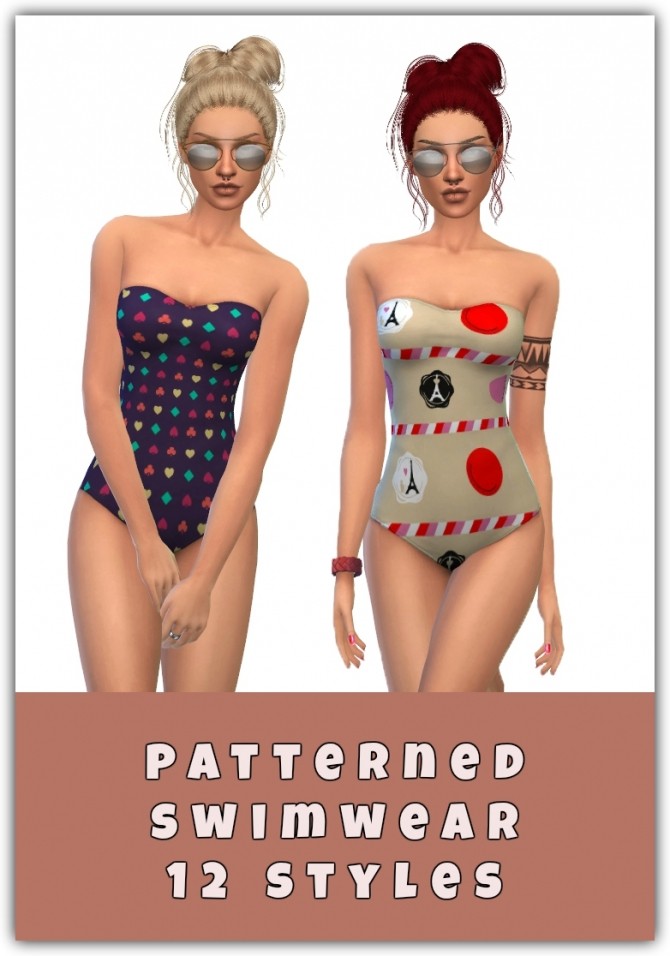 Sims 4 Patterned Swimwear 12 Styles at Maimouth Sims4