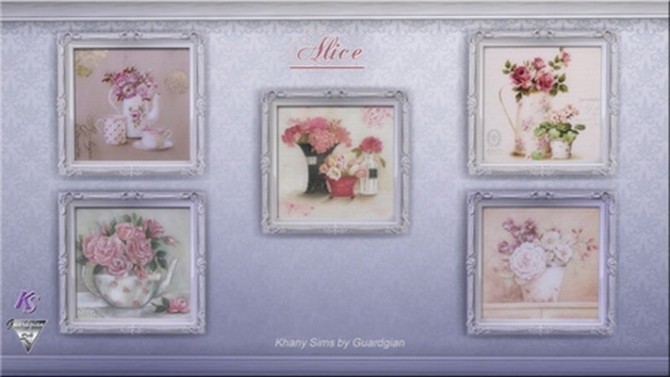 Sims 4 Alice, Nelly and Adelaide Shabby paintings by Guardgian at Khany Sims
