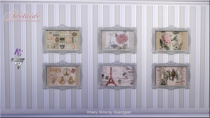 Sims 4 Alice, Nelly and Adelaide Shabby paintings by Guardgian at Khany Sims