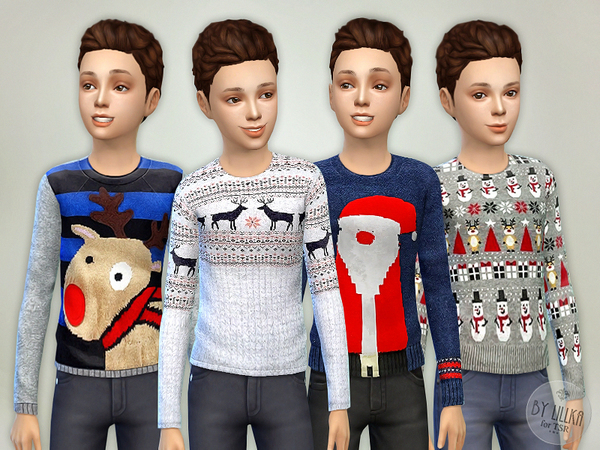 Sims 4 Christmas Sweater Boys by lillka at TSR