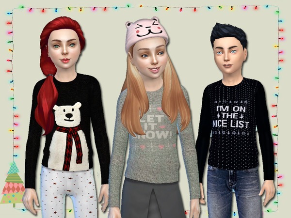 Sims 4 Christmas Sweaters for Kids by Simlark at TSR