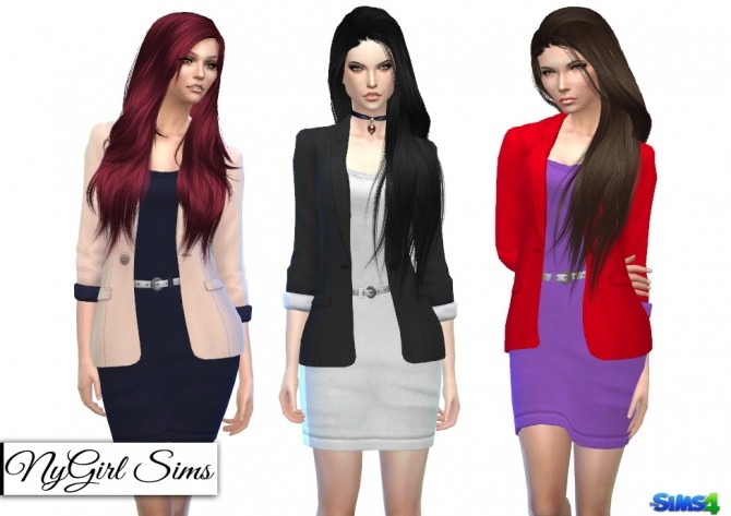 Sims 4 Colorblock Blazer with Dress at NyGirl Sims