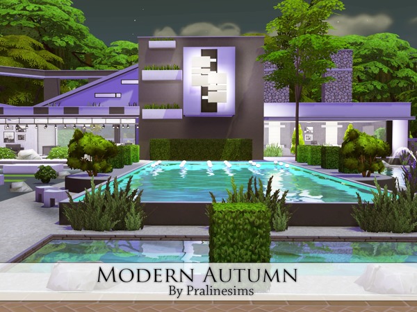 Sims 4 Modern Autumn house by Pralinesims at TSR