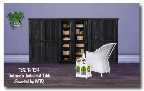 Sims 4 Tinhouse’s Industrial Table Antiqued Black at Msteaqueen