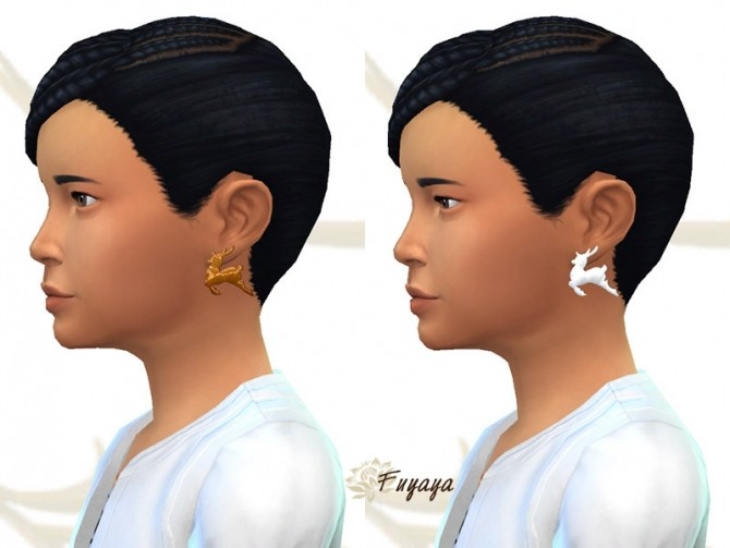 Sims 4 Reindeer earrings by Fuyaya at Sims Artists