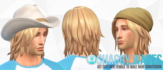 Sims 4 Shaggy Waves GT Female to Male Hair Conversion at Simsational Designs