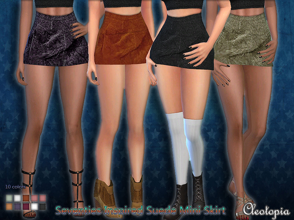 Sims 4 Seventies Suede Mini Skirt by Cleotopia at TSR