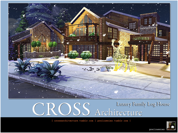 Sims 4 Luxury Family Log House by Pralinesims at TSR