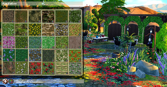 Sims 4 Mega garden terrain set (30 items) at Studio K Creation
