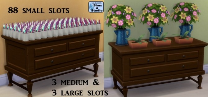 Sims 4 Antiqued Remnant dresser 94 slots at Sims Studio