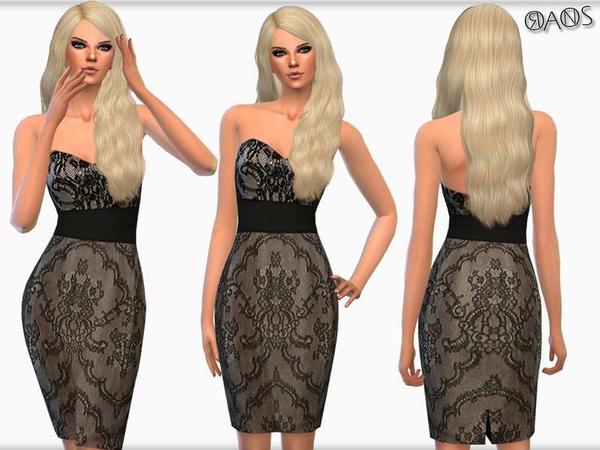 Sims 4 Emblellished Lace Dress by OranosTR at TSR