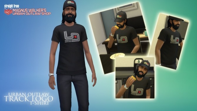 Sims 4 Urban Outlaw Track Logo T shirt by MasterRevan2015 at Mod The Sims