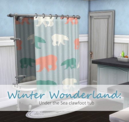 Winter Under the Sea clawfoot tub with shower by siletka at Mod The Sims