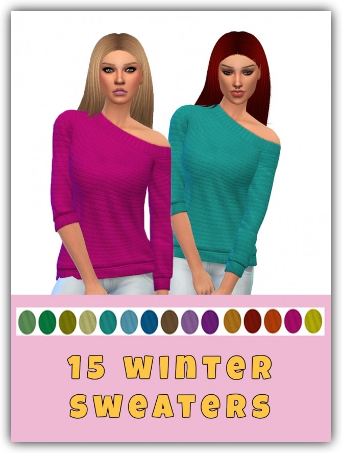 Sims 4 Winter Sweaters 15 extra colors at Maimouth Sims4