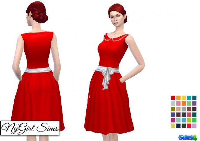 Sims 4 Collared Vintage Swing Dress at NyGirl Sims