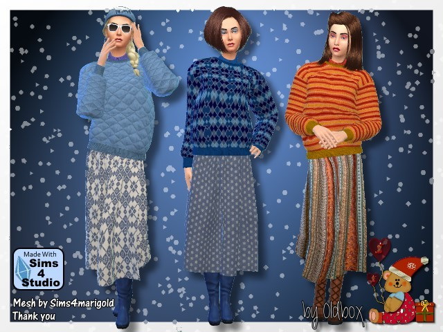 Sims 4 Skirt & Sweater by Oldbox at All 4 Sims