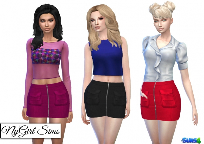 Corduroy Zip Up Skirt with Pockets at NyGirl Sims » Sims 4 Updates