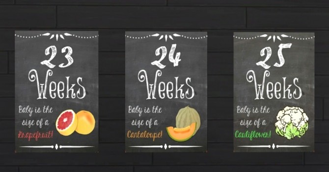 Sims 4 Third set of the pregnancy chalkboards at Akai Sims