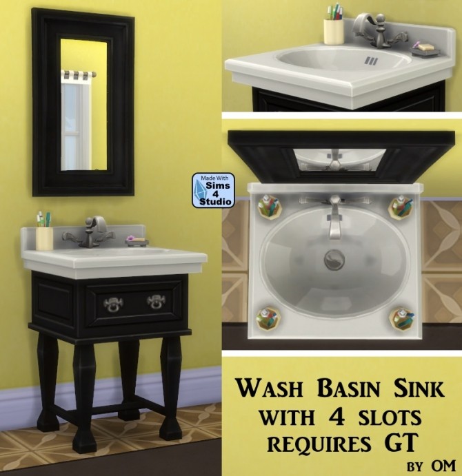 Sims 4 Wash basin sink with 4 slots by OM at Sims 4 Studio