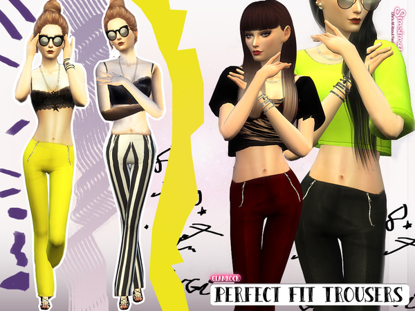 Sims 4 Glamrock Zipper Detailed Trousers by Simsimay at TSR