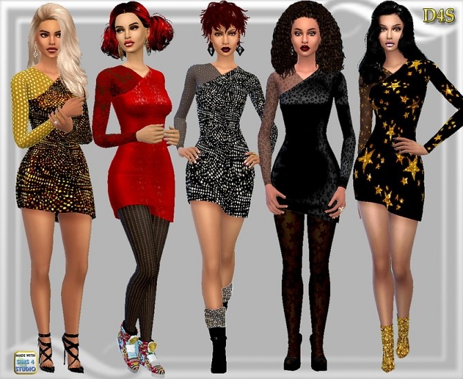 Sims 4 Shiny short dress nr.2 at Dreaming 4 Sims
