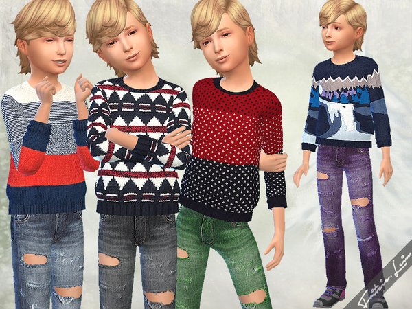 Sims 4 Sweater and Distressed Jeans by Fritzie.Lein at TSR