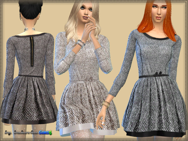 Sims 4 Dress Tweed Bow at Bukovka