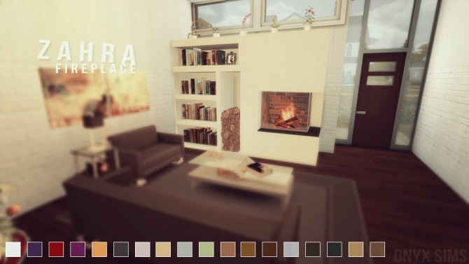 Sims 4 Zahra fireplace set at Onyx Sims