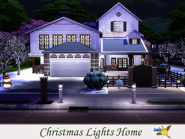 Sims 4 Christmas Lights Home by Evi at TSR