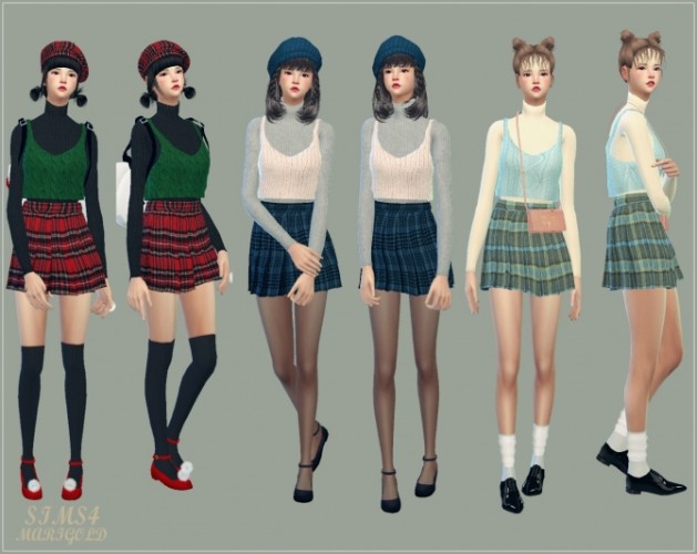 Bustier with pleats skirt one-piece at Marigold » Sims 4 Updates