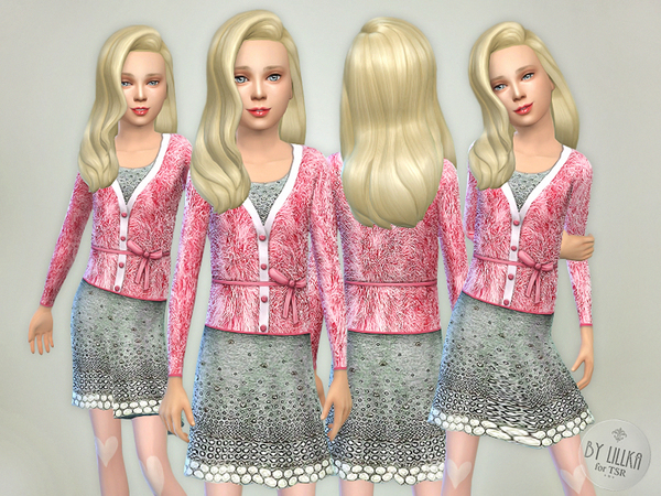 Sims 4 Pink Sweater with Skirt by lillka at TSR