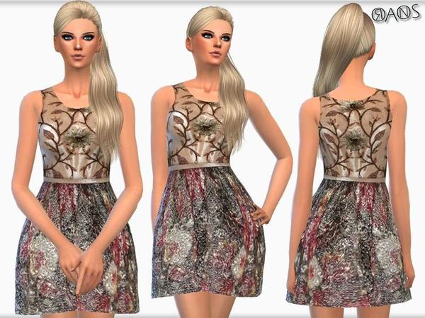 Sims 4 Metallic Brocade Mini Dress by OranosTR at TSR