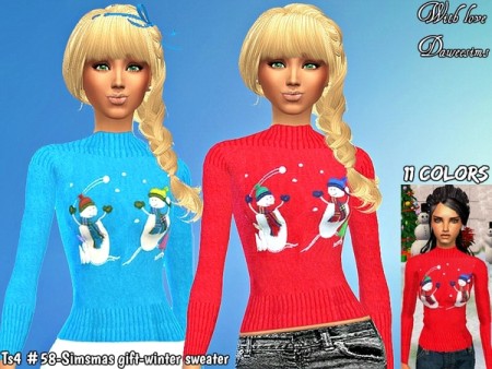 Simsmas gift winter sweater by Daweesims at TSR