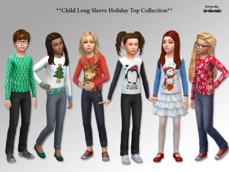 Child Long Sleeve Holiday Top Collection by ArtGeekAJ at TSR