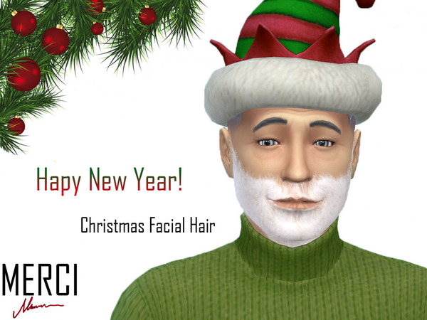 Sims 4 Christmas Facial Hair by Merci at TSR