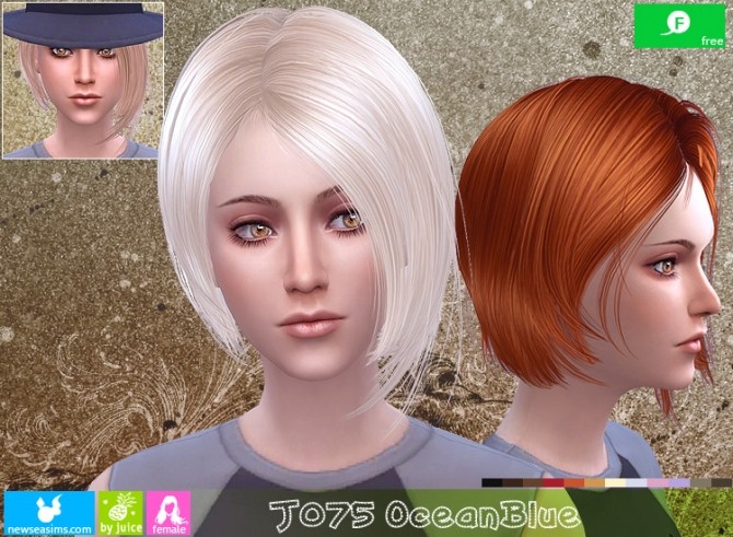 Sims 4 J075 OceanBlue hair (FREE) at Newsea Sims 4